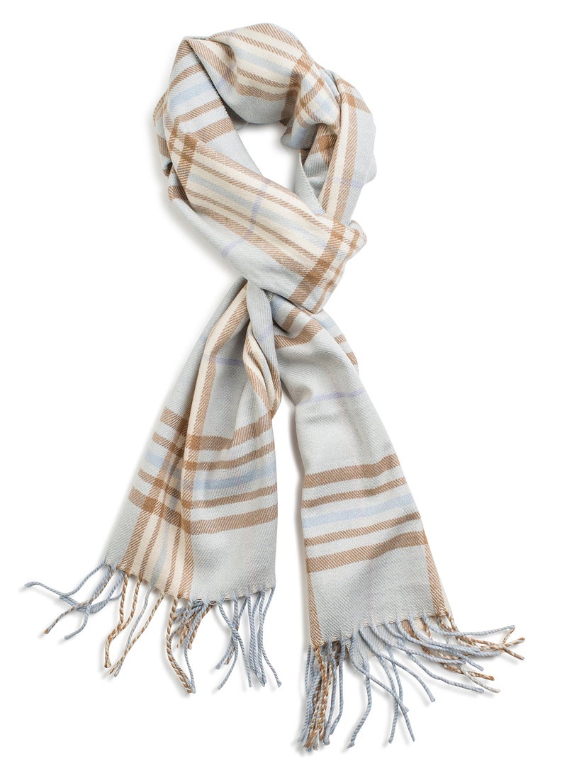 VERONZ Soft Classic Cashmere Feel Winter Scarf, Light Blue Plaid